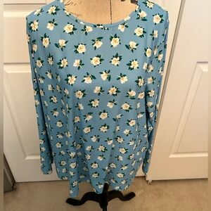 Draper James Blue Floral Long-Sleeve Tee